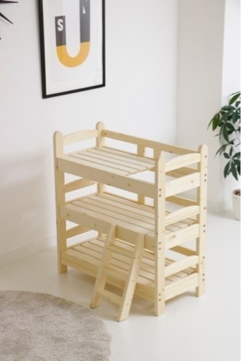 未使用品　新品　ペット用 3段ベッド パイン無垢材使用 カントリー風 猫ベッド ペット用家具 ペット用品　猫カフェ　在庫処分品 ペット 3段ベッド