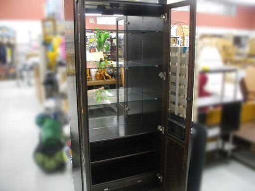 食器棚 飾り棚 TAKEDOMI ラミテール 80飾Nブローニュ ダークブラウン系 収納棚 苫小牧西店