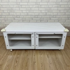 【無料】テレビ台　テレビボード　ホワイト　ガラス扉　収納家具　
