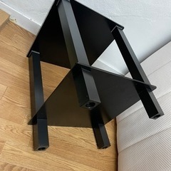 FITUEYES エンドテーブル、ソファテーブル、ナイトテーブル、コーヒーテーブル、安全強化ガラス棚付き DT203701GB No2653の画像