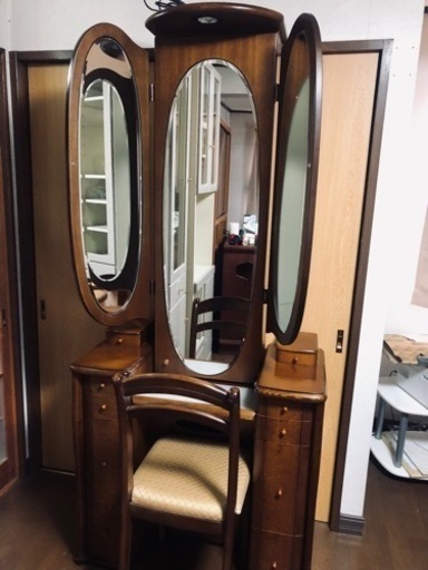美品　木製ドレッサー　三面鏡　高級品