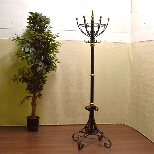 【ヤ取終了10/13】≪zyt1422ジ≫ アンティーク調 アイアンコートハンガーポール H185cm 金属製 クラシック家具/レトロ調/ヨーロピアン 60310-11
