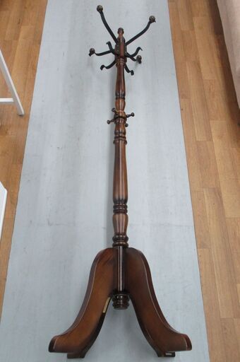 R423 KARIMOKU カリモク アンティーク コロニアル ハンガーラック ポールスタンド Used・美品