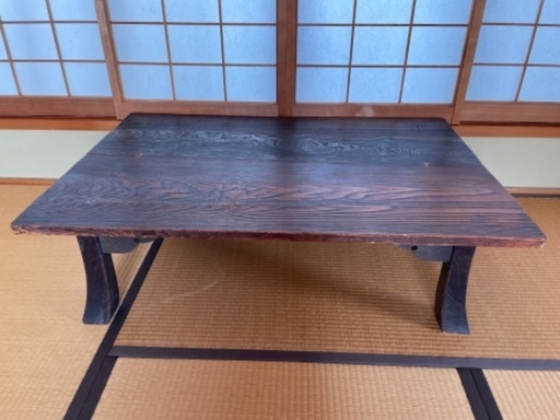 近江八幡市安土町より、座卓、焼杉テーブル、サイズ120 90 30㎝