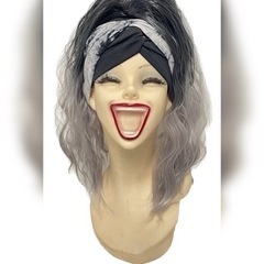 【新品】POBD#3 耐熱性　ポニーテールウィッグ　ロングカール　グレー　グラデの画像