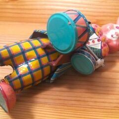 T.K TOYS【WIND UP ゼンマイ Happy Bunny ハッピー バニー 太鼓叩きのウサギ】復刻ブリキのオモチャ人形フィギュア■北原 照久コレクション 日本製の画像