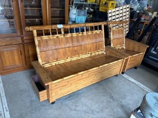 ^ - ^    竹製　ソファー　セット　3人掛け　1人掛け　梅里竹芸