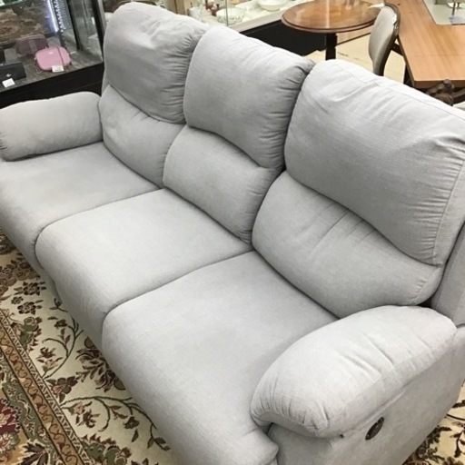 ソファ 3人掛けソファ 電動リクライニング ファブリック グレー