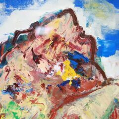 448)堀田清治 「昭和新山」 1959 直筆サイン 裏書有り 油彩画 風景画