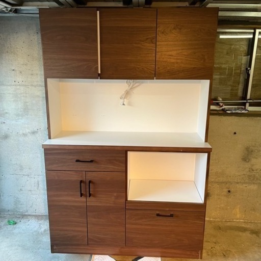 江口通商 3枚扉 キッチンボード 食器棚 レンジボード 収納 キッチンキャビネット