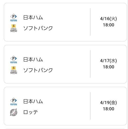 エスコンフィールド　ファイターズペア観戦チケット