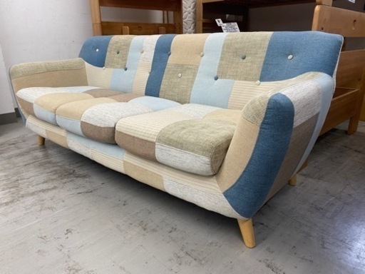 【愛品館 江戸川店 ソファ】不二貿易 3Pパッチワークソファ ID:156-019632-007