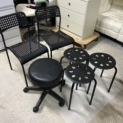 　IKEA ADDEチェア/ニトリ　スツール　黒　家具 椅子 チェアの画像