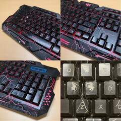 ３色LEDバックライト・ゲーミングキーボード（クラックデザイン）の画像