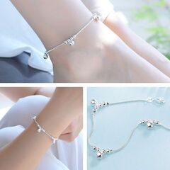 シルバービーズチェーン アンクル ブレスレット （新品）の画像