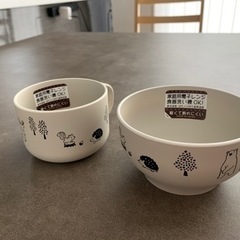 【未使用】ベビー食器/子供用食器コップと深皿（茶碗）の画像