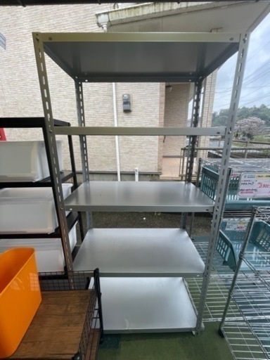 【リサイクルサービス八光】幅88.5㎝　5段　スチールラック　シルバー