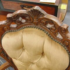ロココ調 アームチェア 椅子 幅54cm 猫脚 イス シック 鋲打 店頭渡し