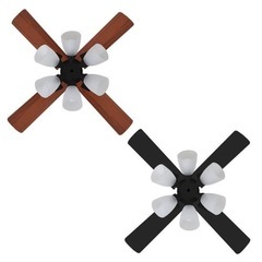 【LOWYA】[6灯] シーリングファンライト リモコン付き LED電球対応 リバーシブル羽の画像