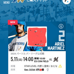 【土曜日で半額以下】5月11土曜日 エスコンフィールド 指定席 ...