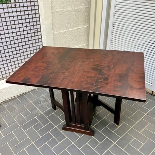 売約済み【武蔵小山店】　北海道民芸家具　北民　ホクミン　バタフライテーブル　北海道民芸　樺材　机　ダイニングテーブル　テーブル　作業台　エクステンション　和製　ビンテージ　ヴィンテージ