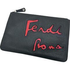 【FENDI/フェンディ】 7N0078 クラッチバッグ レザー グレー/レッド メンズ【中古】【真子質店】【GD】【Maxx】