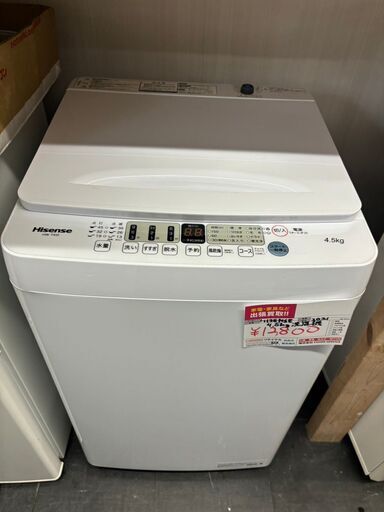 ☆中古￥12,800！Hisense　5.0kg洗濯機　家電　2021年製　HW-T45F型　幅54cmｘ奥行54cmｘ高さ88cm　【BD052】