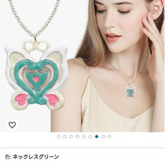 バタフライ/ハートネックレス（新品）グリーンの画像