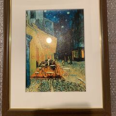  4号サイズ額縁＋ゴッホ 夜のカフェテラス（プリキャンバス複製画）
