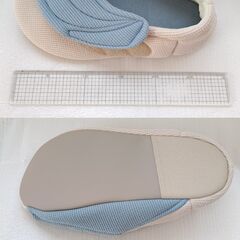 [中古]徳武産業　あゆみ　ワイドベルトワッフル　ブルー　3Lサイズ　左のみ　介護・装具　スリッパの画像
