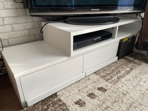 【即渡しOK】伸縮式テレビボード テレビ台 ホワイト 伸縮 角度調整 大容量引き出し　収納棚　ボックス　棚
