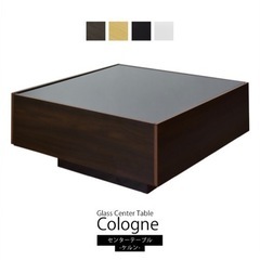 ガラス天板ローテーブル（収納付き）の画像