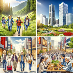 外国人と日本人が交流しながら、横浜でハイキングや街歩きを楽しむゆ...