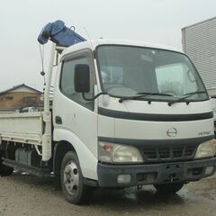 H15年 日野　デュトロ　0.995tクレーン　荷台ロング　AM/FMチューナー　バイザー　走行26000Km　フォグランプ　タダノZR103　995Kg(クレーン)　16808の画像
