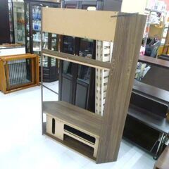 テレビボード ハイタイプ 幅119×奥行39×高さ161cm ブラウン系 TVボード TV台 テレビ台 収納家具 苫小牧西店の画像