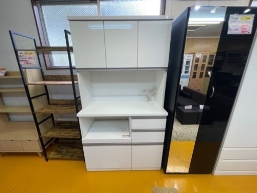 【リサイクルサービス八光】幅100㎝　ニトリ　リガーレ　組み合わせ自由　エナメルホワイト大型食器棚