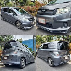 ☆フリードスパイクハイブリッド車検後渡し！9.4万km台 無限エアロ フルセグTVナビ 修復歴無☆東京/大田区【下取OK】の画像