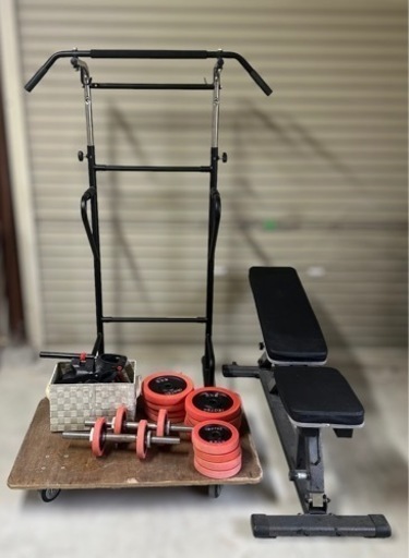 【引取限定】筋トレセット iROTECダンベル/チンニングマシーン/腹筋ベンチほか