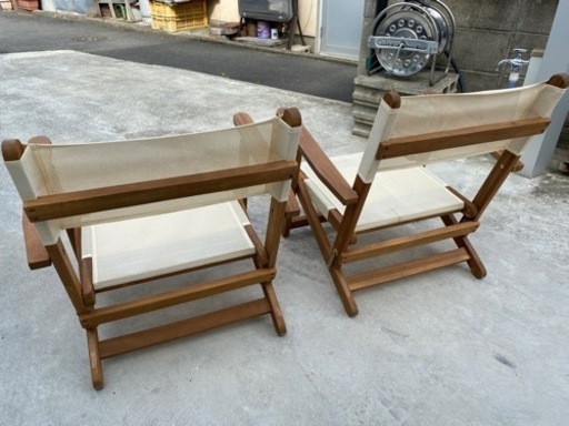 高級木製アウトドアチェア　2脚セット