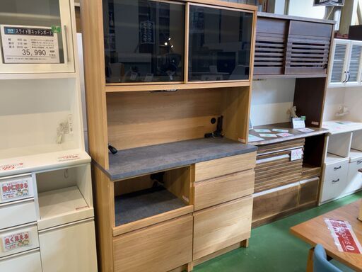 【愛品館八千代店】河口家具製作所　スライド扉キッチンボード