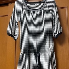 チュニック 白黒 ボーダー 横縞 五分丈 七分丈 