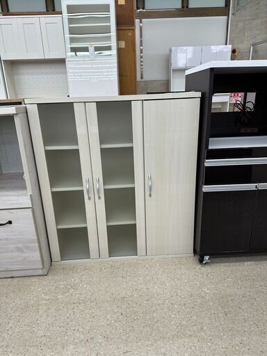 ★ジモティ割あり★  食器棚 アイボリー H88×D34×W80 クリーニング済み TJ5205