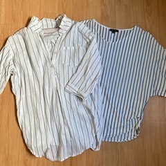 取引中★夏用★ワールド★レディース★ストライプ★七分シャツ★半袖...