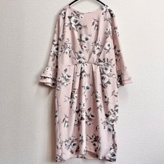 RyuRyu 花柄　ワンピース　フリルスリーブ グリーン