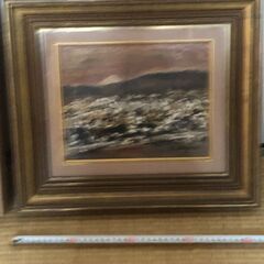 差し上げます　昭和レトロな油絵と石花2点セット　額の流用にもどうぞの画像