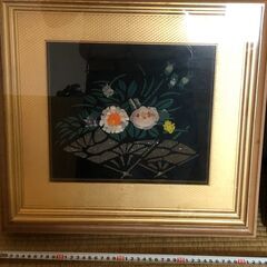 差し上げます　昭和レトロな油絵と石花2点セット　額の流用にもどうぞの画像