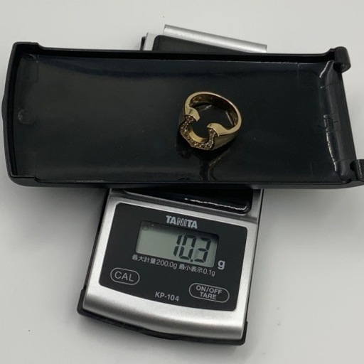 K18 18金　馬蹄　ホースシューリング　10.3g ダイヤ0.4ct