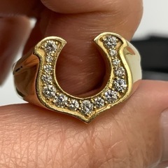 K18 18金 馬蹄 ホースシューリング 10.3g ダイヤ0.4ct