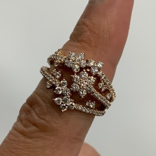 売り切れました。K18 18金　ピンクゴールド　フラワーダイヤモンド　リング　7.5g ダイヤ1ct