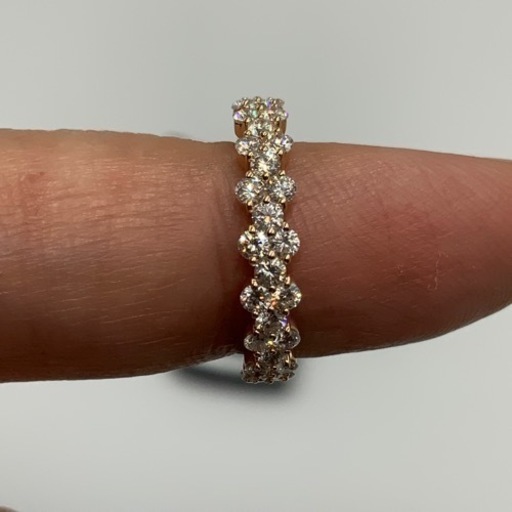 売り切れました。K18 18金　ピンクゴールド　ハーフエタニティ　2.2g 約11号　ダイヤ0.87ct